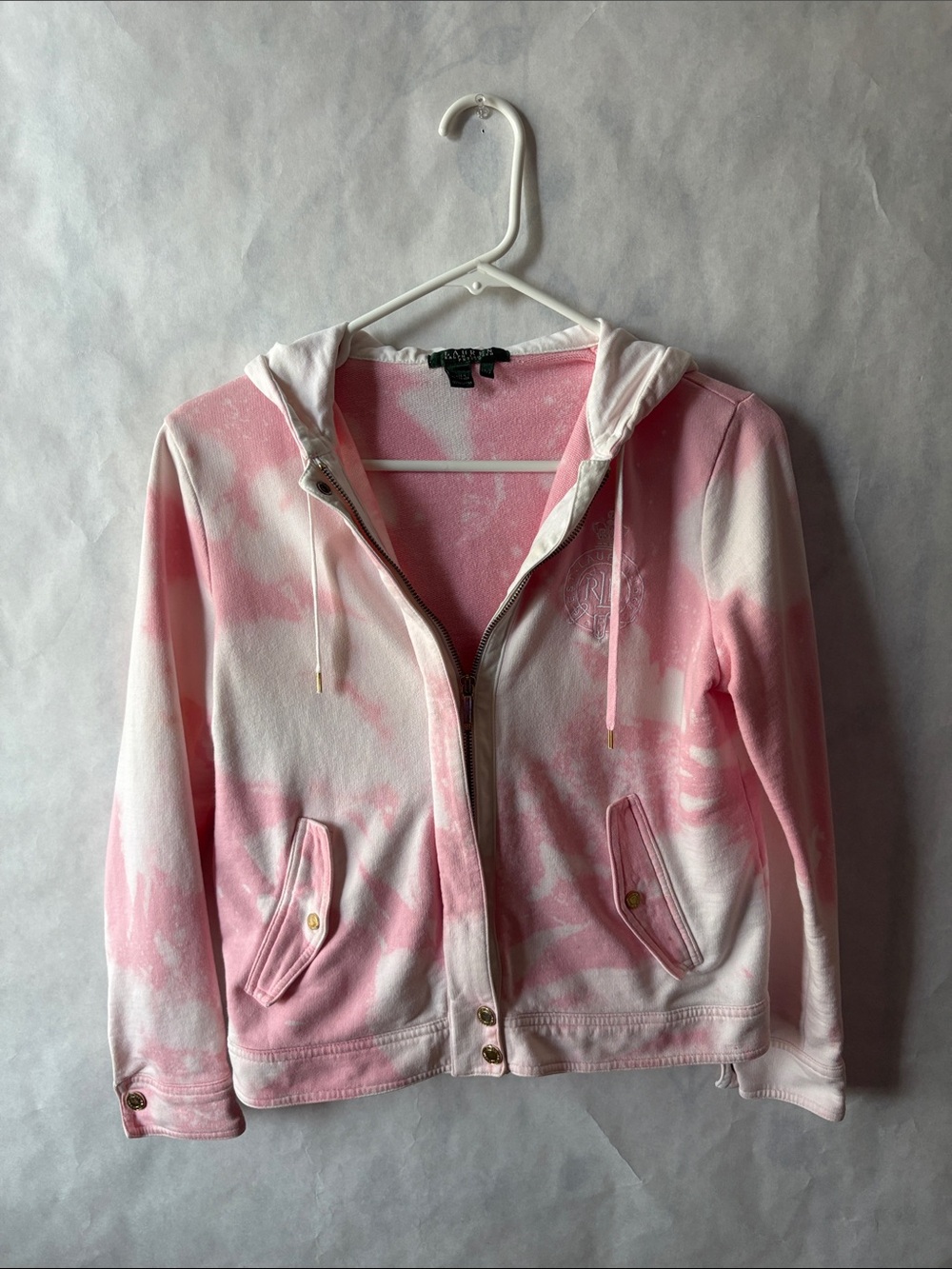 Ralph Lauren Pink Tie-Dye Zip-Up Hoodie Jacket